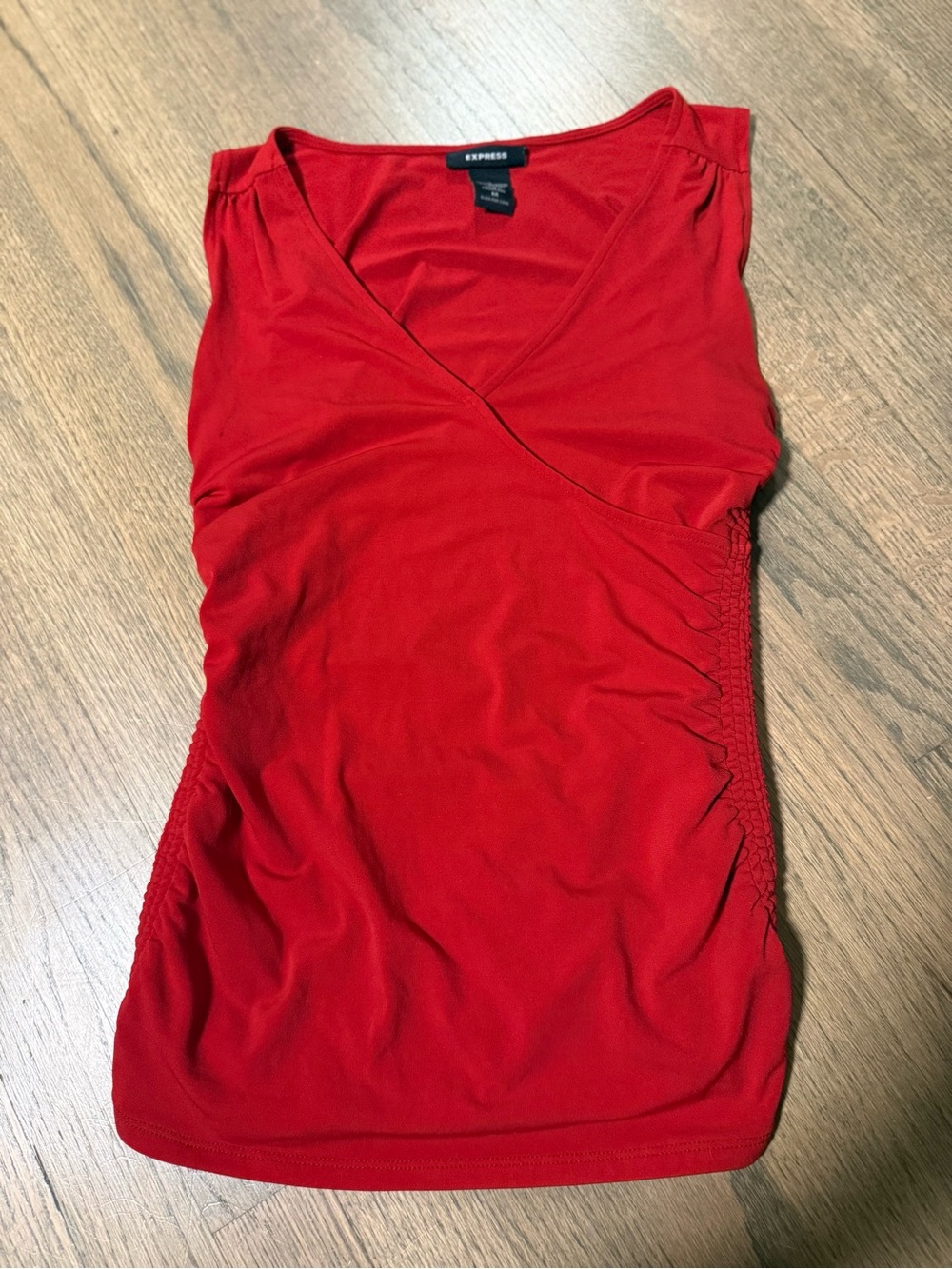 Express Vintage Y2K Cinched Red Wrap Top